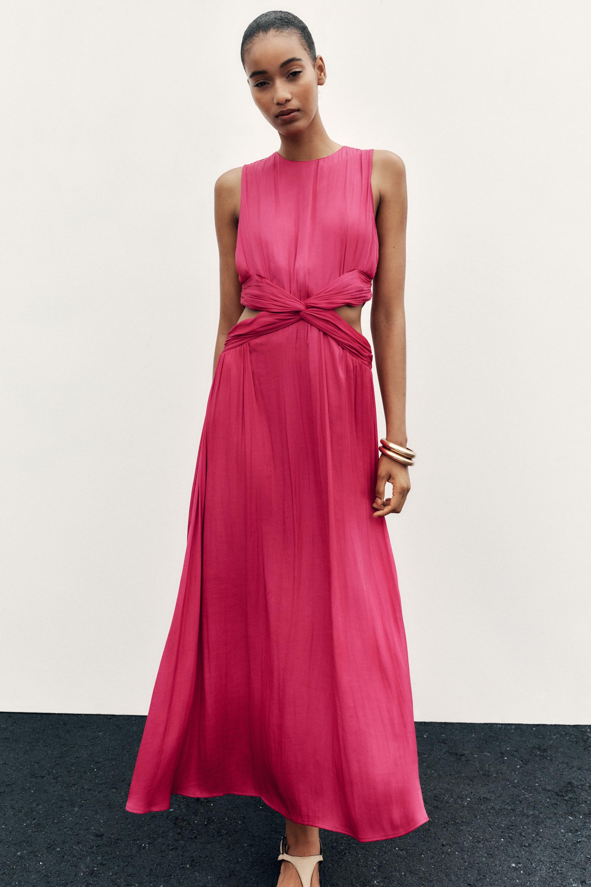 Cut-Out Satin Midi Dress