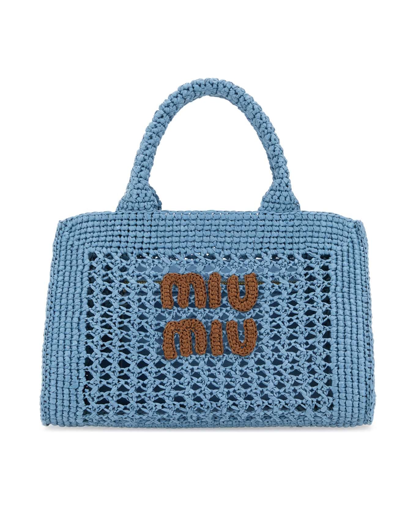 Best Price on the Market at Italist | Miu Miu Light Blue Crochet Handbag