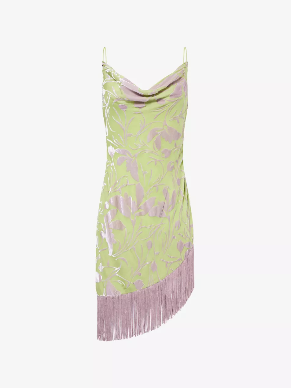Elara Devor&amp;eacute; Fringed Woven Mini Dress - Xxs