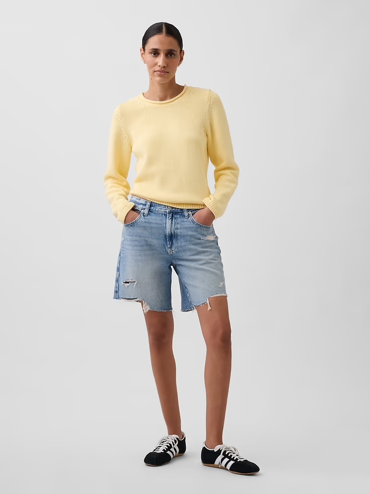 Gap, 8" Mid Rise Loose Denim Bermuda Shorts