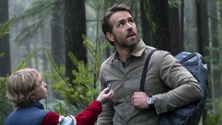 (L to R) Walker Scobell as Young Adam and Ryan Reynolds as Big Adam in The Adam Project