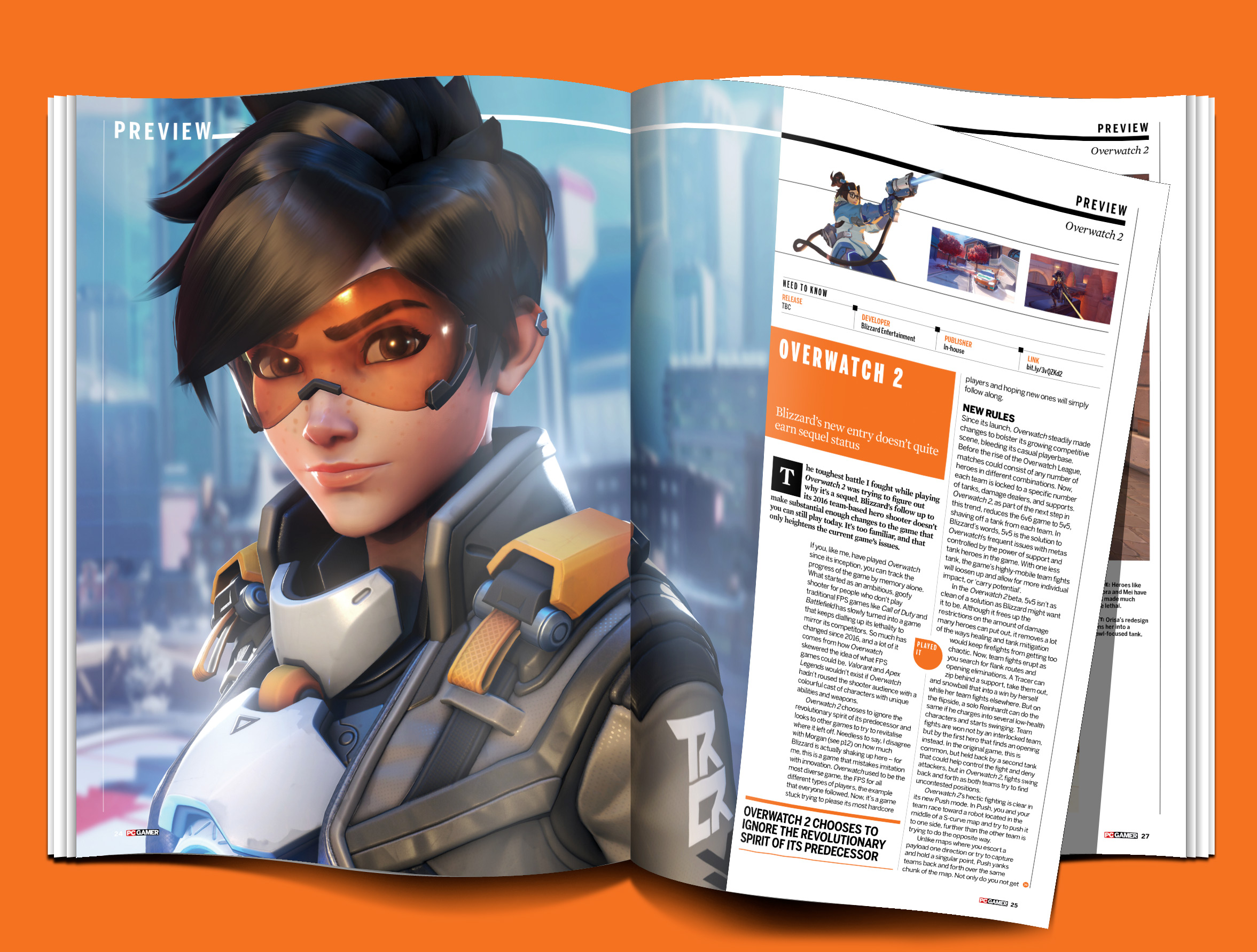 Tracer overwatch on a two-page spread