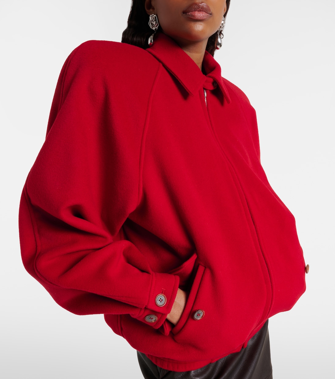 Wool Bomber Jacket in Red - Magda Butrym