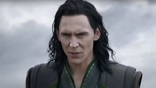 Tom Hiddleston as Loki facing Hela in Thor: Ragnarok