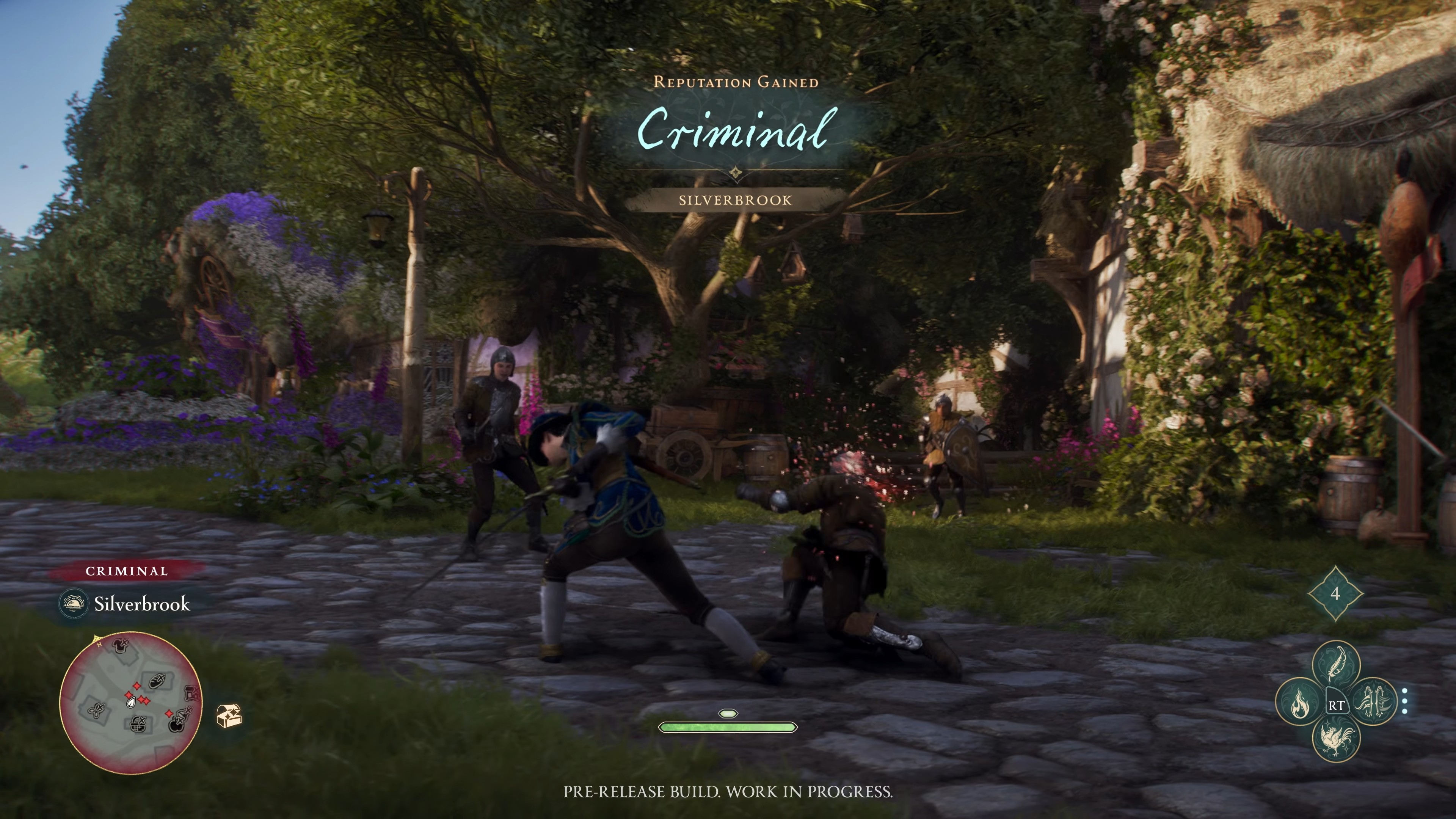 Fable demo - a Hero attacks several guards and gains the reputation "criminal"