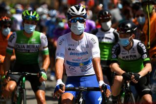 João Almeida (Deceuninck-QuickStep) wears the best young rider's white jersey at the Vuelta a Burgos