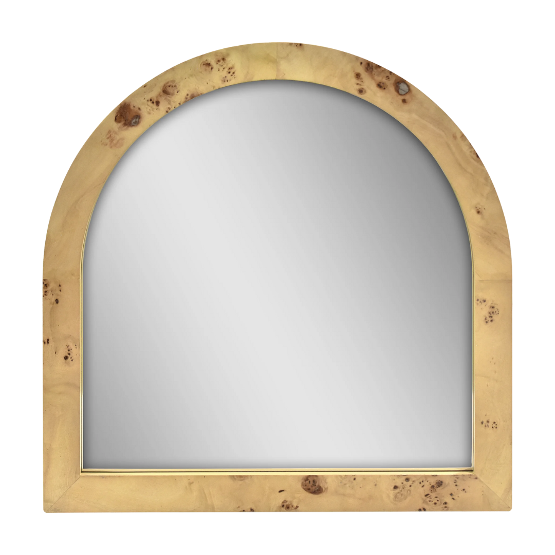 Beautiful Burlwood Arched Boho Vanity Decorative Mirror by Drew Barrymore, 22