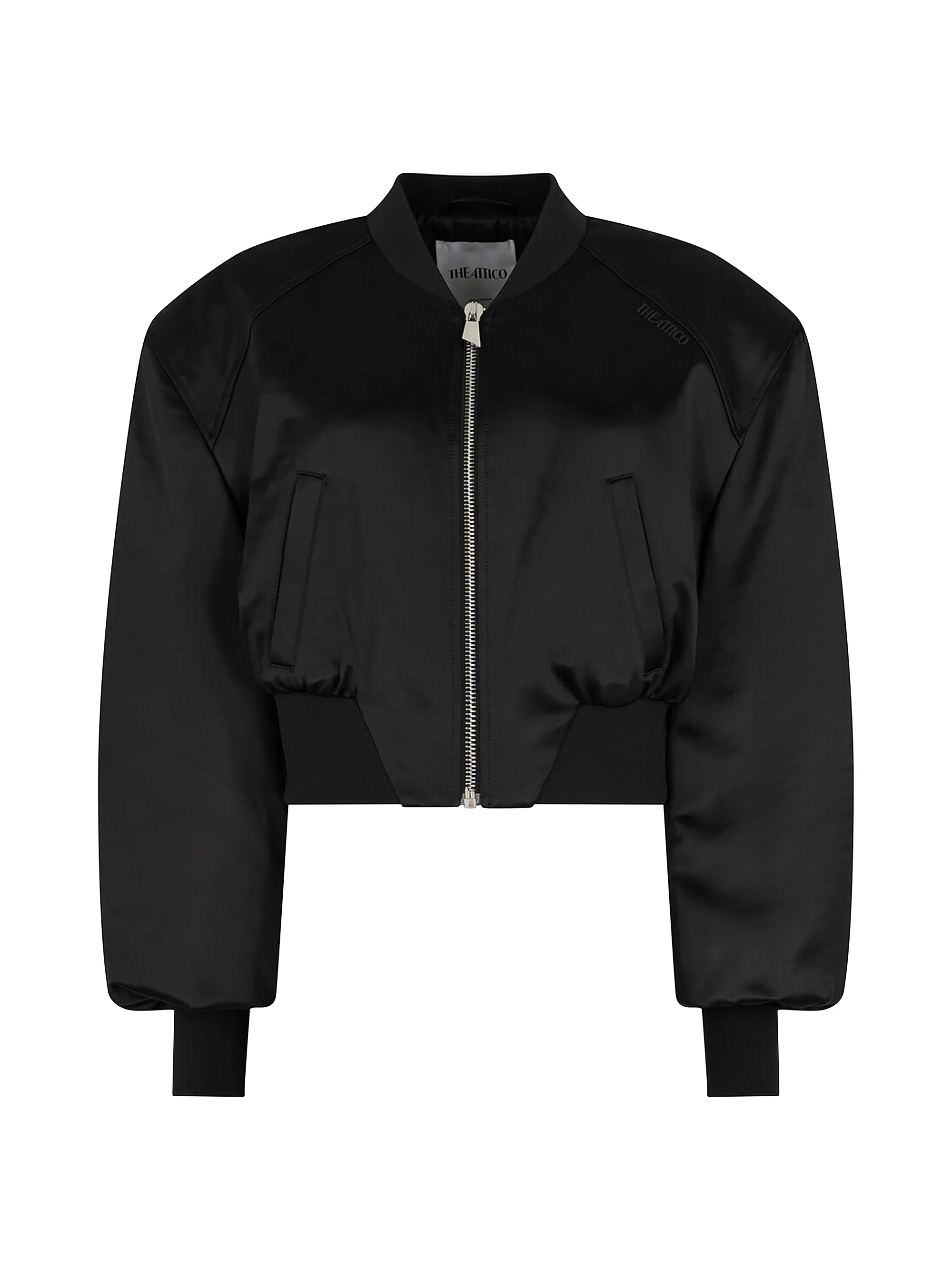 Elasticized Trim Crop Bomber Jacket