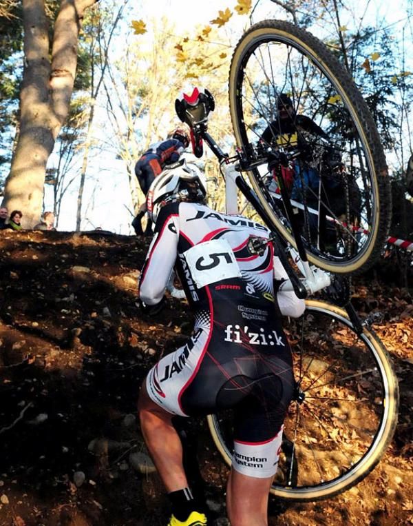 Jesse Anthony (Jamis) climbs a very steep grade.