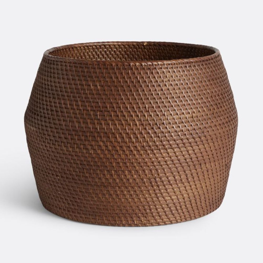 Dark rattan basket planter