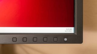 A close up of buttons on the BenQ SW321C PhotoVue monitor