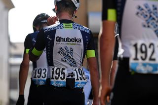 MILAN ITALY OCTOBER 06 Detailed view of Dylan Sunderland of Australia and Team Qhubeka Nexthash prior to the 102nd MilanoTorino 2021 a 190km race from Magenta to Torino Superga 669m MilanoTorino on October 06 2021 in Milan Italy Photo by Tim de WaeleGetty Images