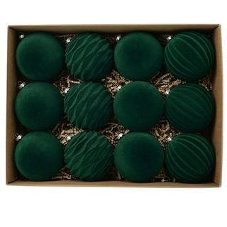 Lenkho 8cm Flocking Ball Christmas Ball Dark Velvet Christmas Ball Christmas Tree Decoration 12pcs