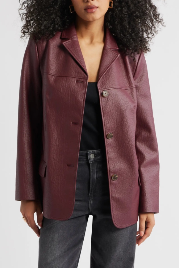 Open Edit, Pebble Faux Leather Jacket (Was $120) 