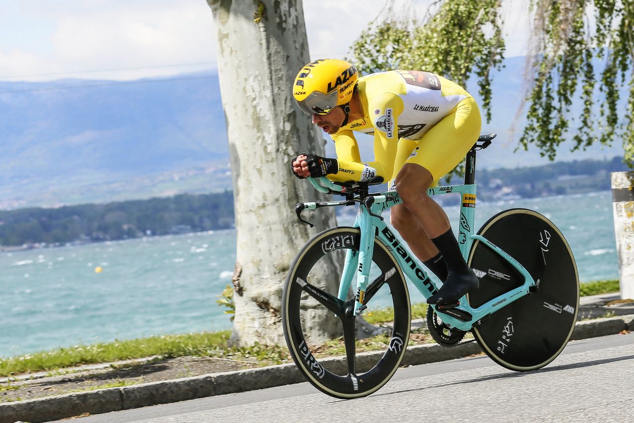 Roglic speeding along in yellow