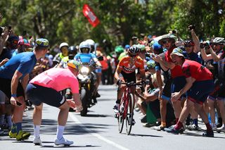 Richie Porte charging up Willunga hill at the 2017 Tour Down Under