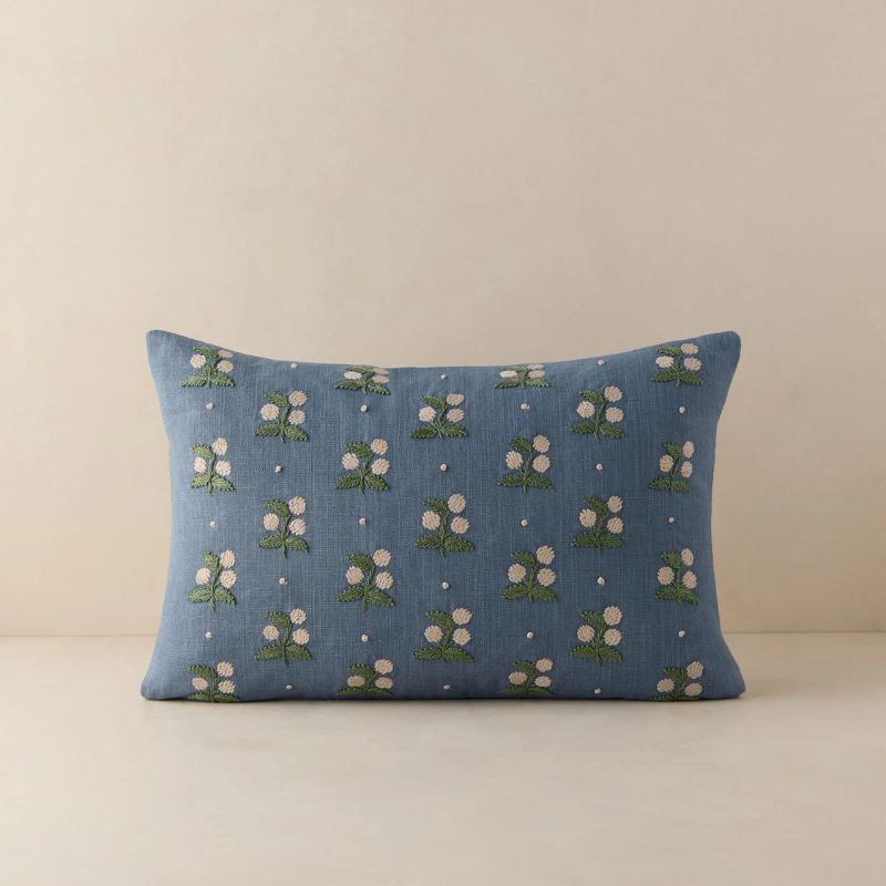blue floral cushion