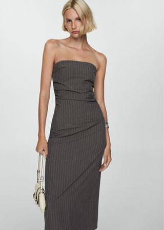 Strapless Pinstripe Dress