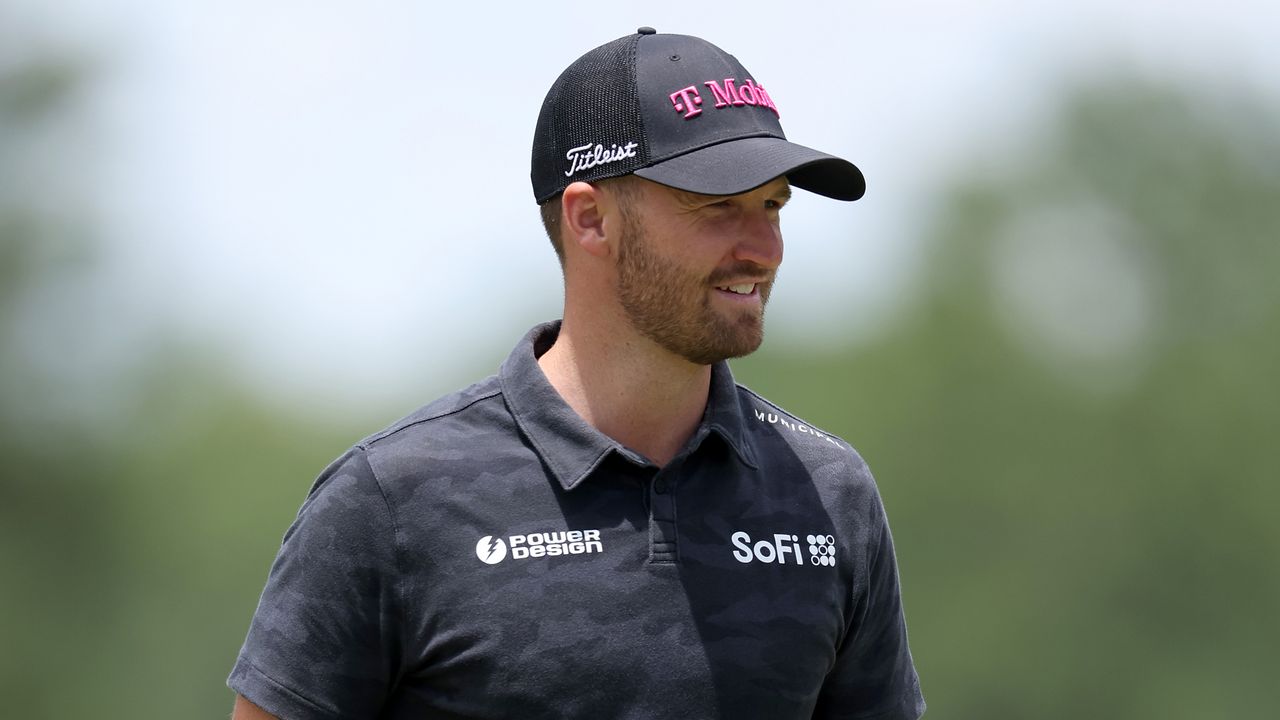 Wyndham Clark smiles during a US Open practice round