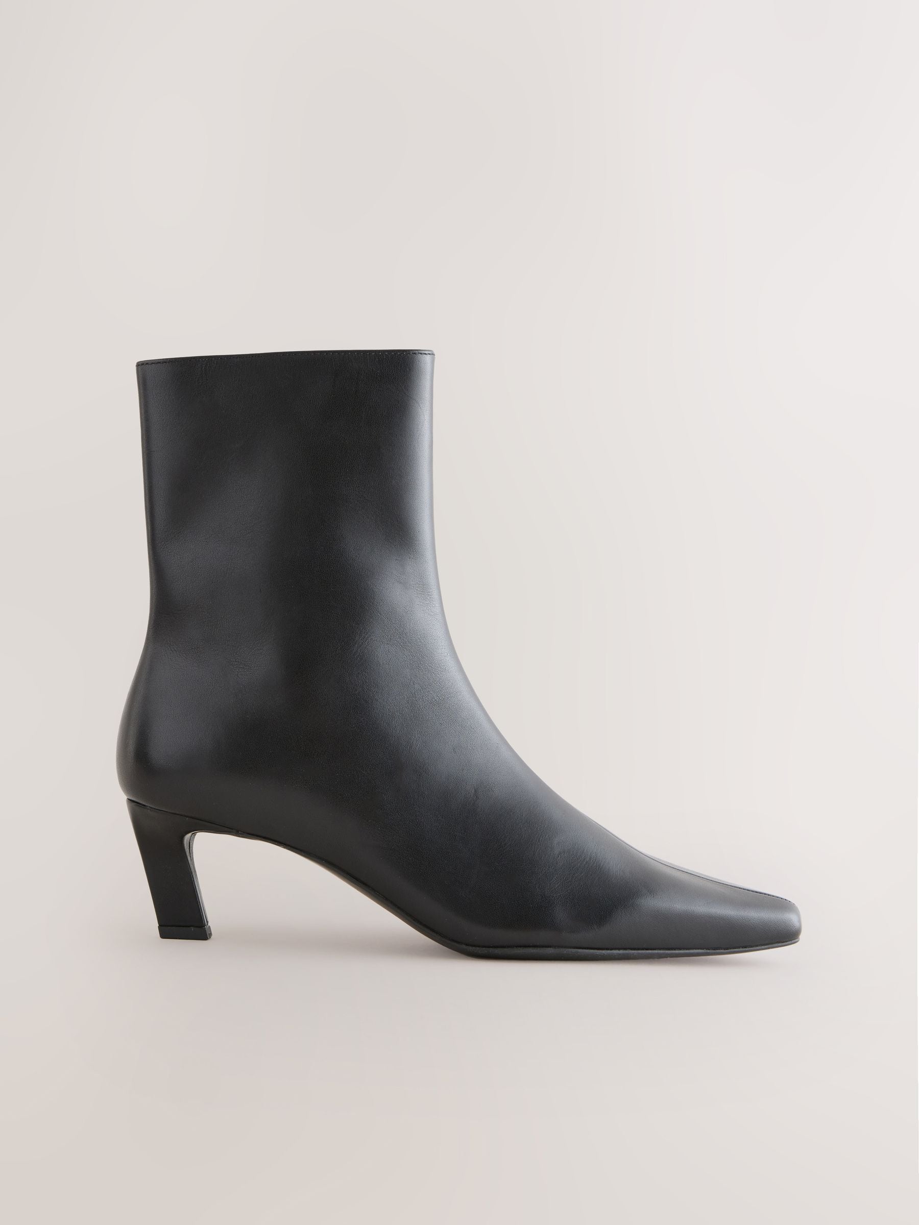 Black Leather Forever Comfort&amp;reg; Chisel Toe Heeled Ankle Boots - Size 3 Eu 35.5