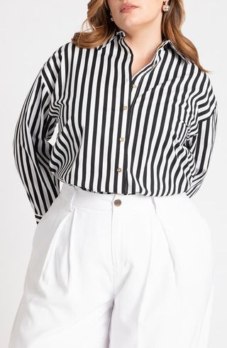 Preppy Stripe Button-Up Shirt