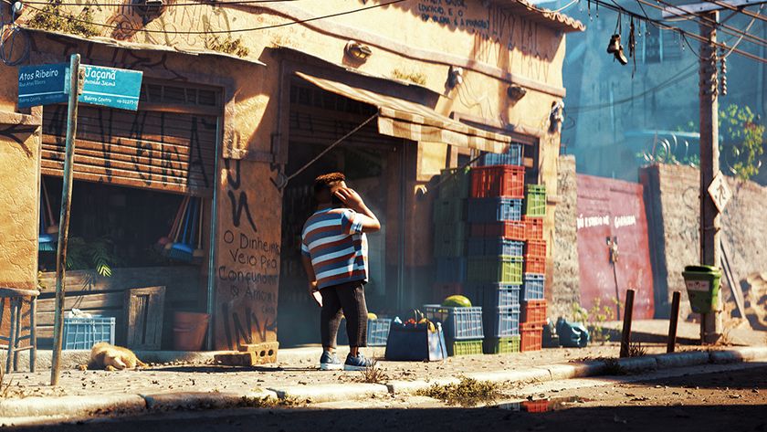 A 3D illustration of a man in a desert street