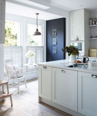 Modern kitchen ideas shutters as window dressings