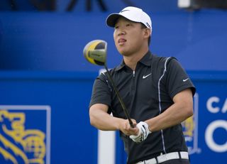 Anthony Kim drives off the first tee during Round 3 play Saturday at the RBC Canadian Open at the Glen Abbey Golf Club in Oakville