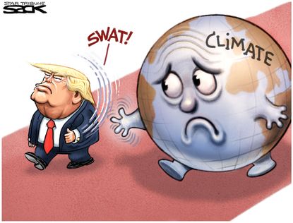 Political cartoon U.S. environment Trump Climate Paris Agreement