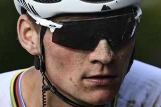 Mathieu van der Poel arrives at the finish on stage 9