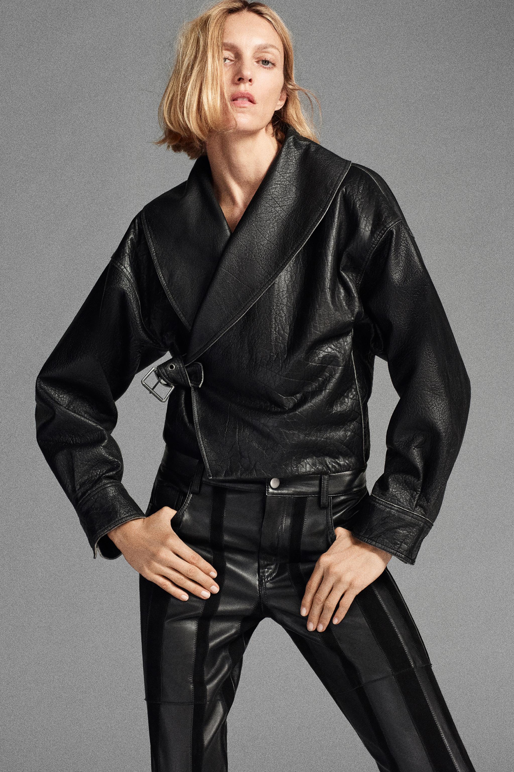 100% Leather Buckle Jacket Zw Collection - Black - Xs