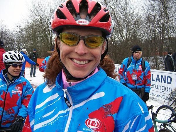 Simms smiling before CX world's last season - she wasn't smiling so much afterwards!