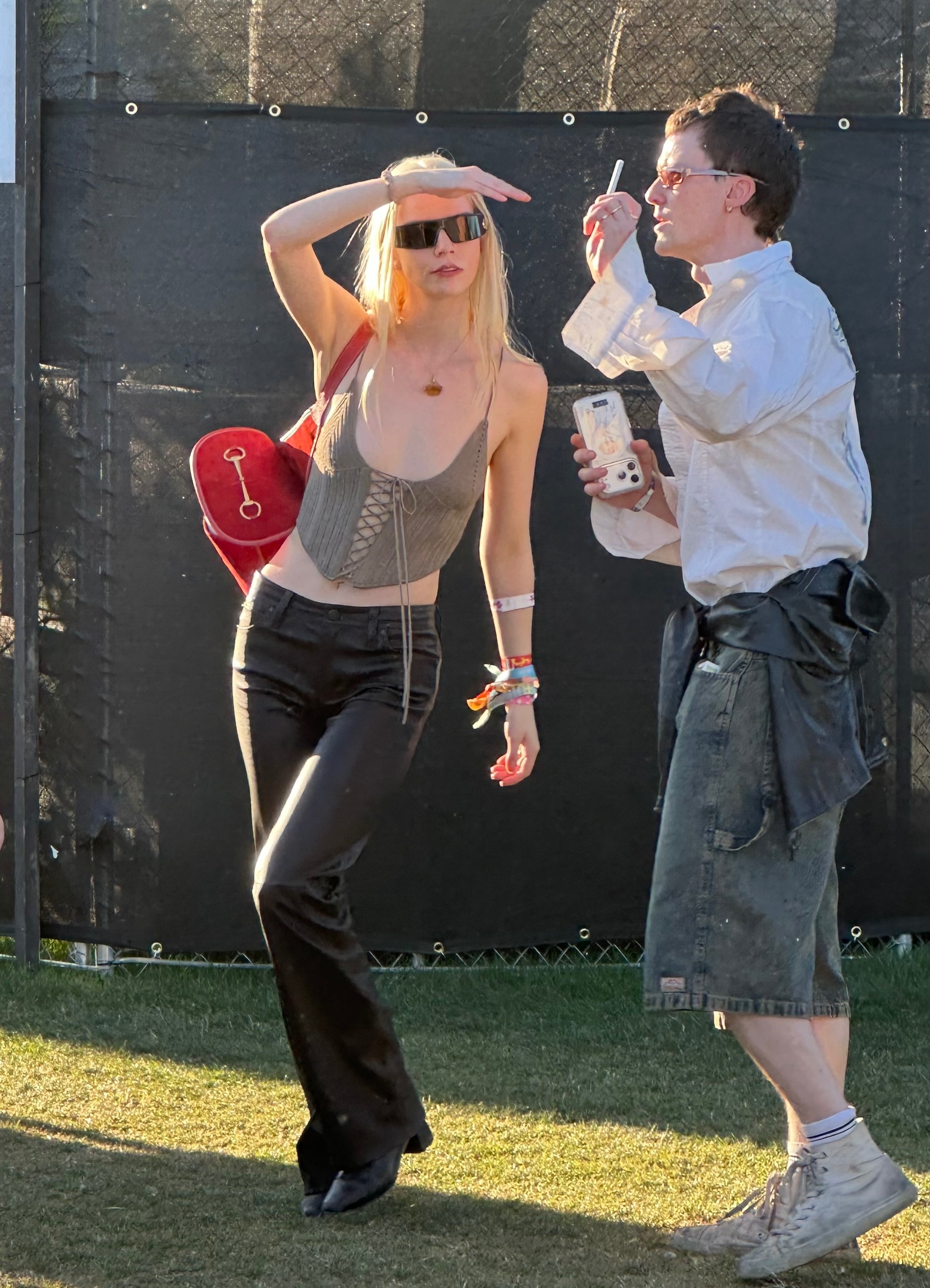 Anya Taylor-Joy's Vintage Gucci Horsebit Sling Bag Adds a Pop of Color to Her Leather and Crochet Look