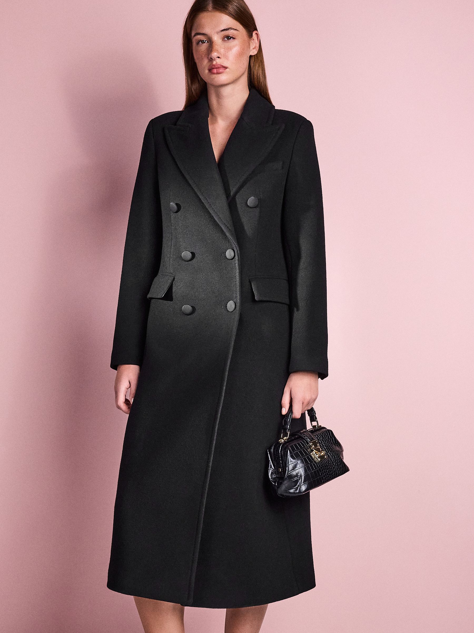 Black Tabitha Simmons X Next Premium Double Breasted Coat