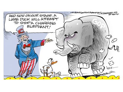 Political cartoon lame duck GOP elephant