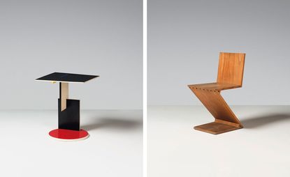 ‘Schröder’ occasional table, and zig zag chair