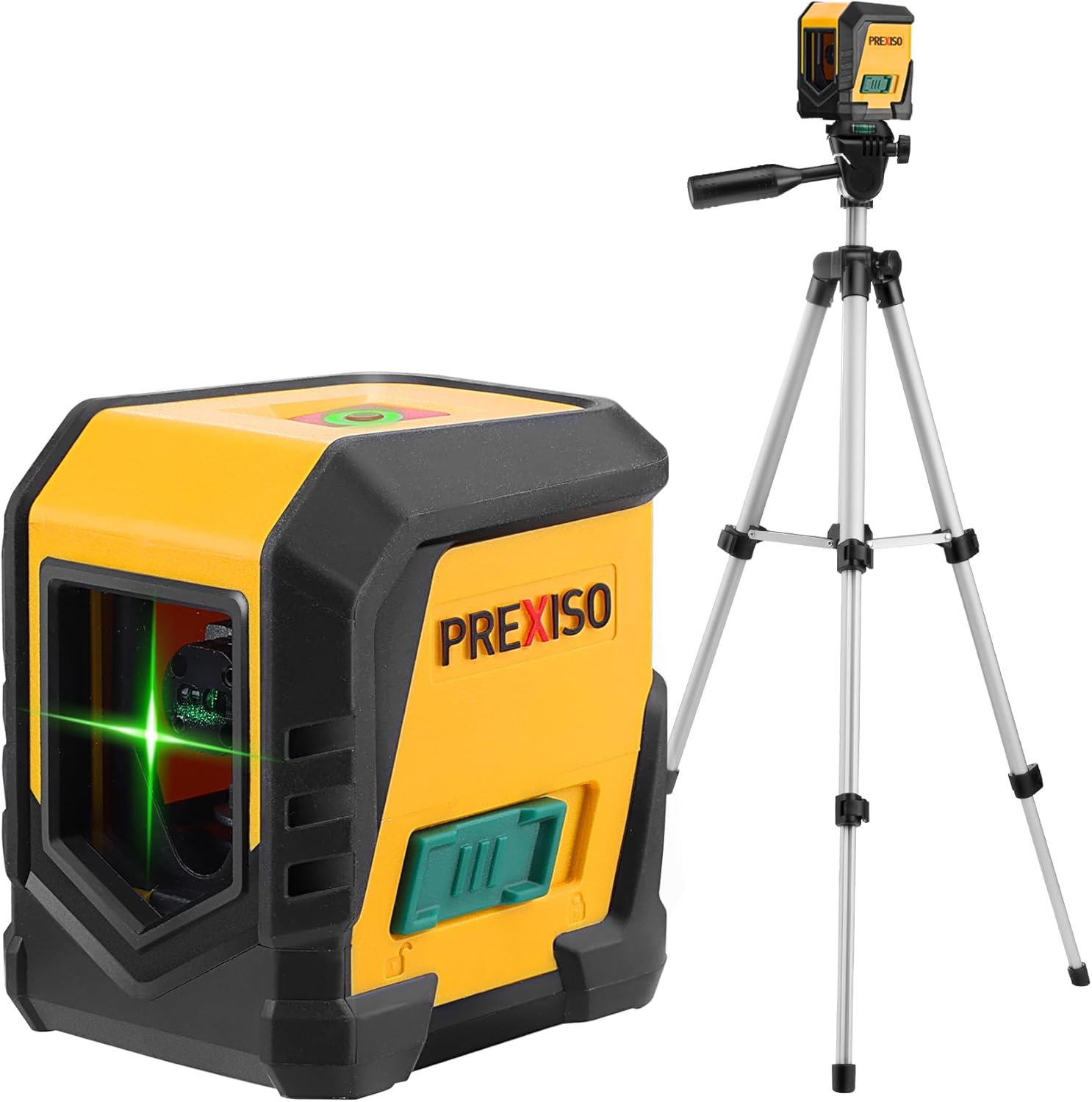 Prexiso Laser Level With Tripod, Green Cross Line Laser Level, Horizontal and Vertical Line Leveler Tool for Hanging Pictures, House Decoration, Manual/self-Leveling Mode With Led Indicator