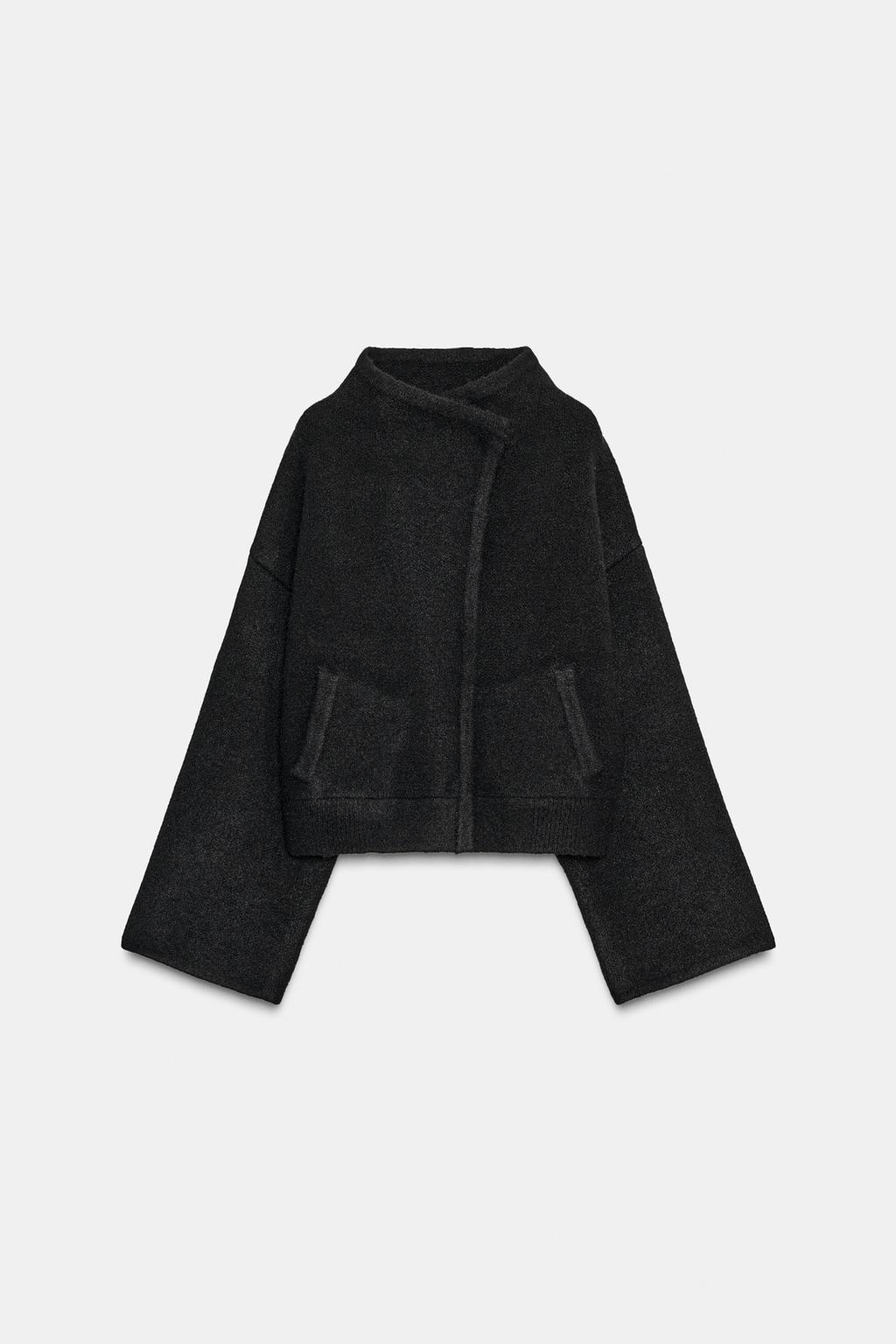 Double-Breasted Knit Bomber Jacket