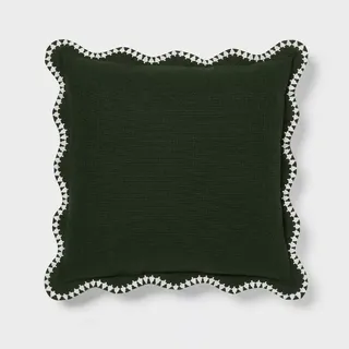 18''x18'' Square Holiday Decorative Pillow Scalloped Tree Green - Threshold™