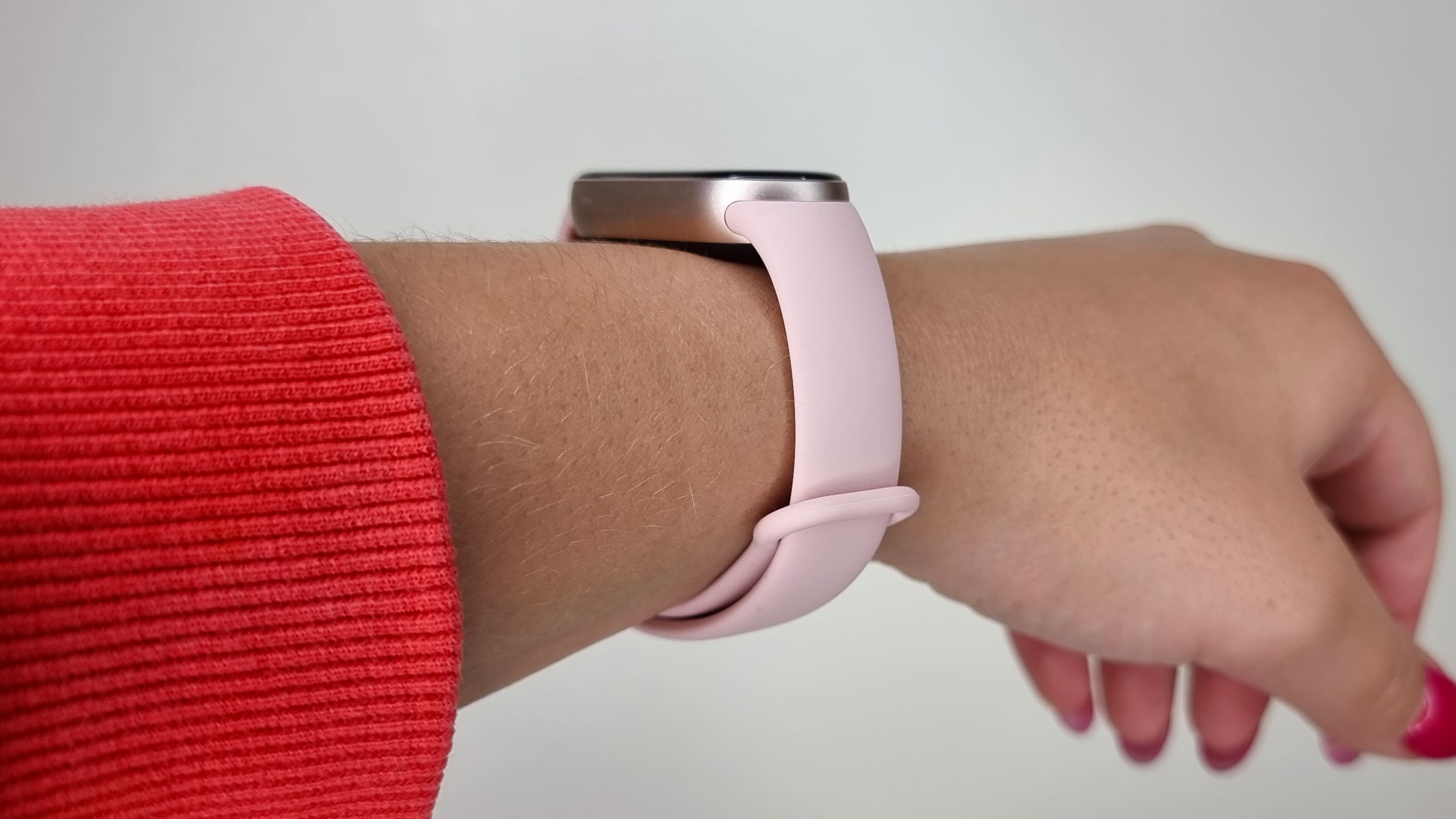 Xiaomi Smart Band 9 being worn by our reviewer