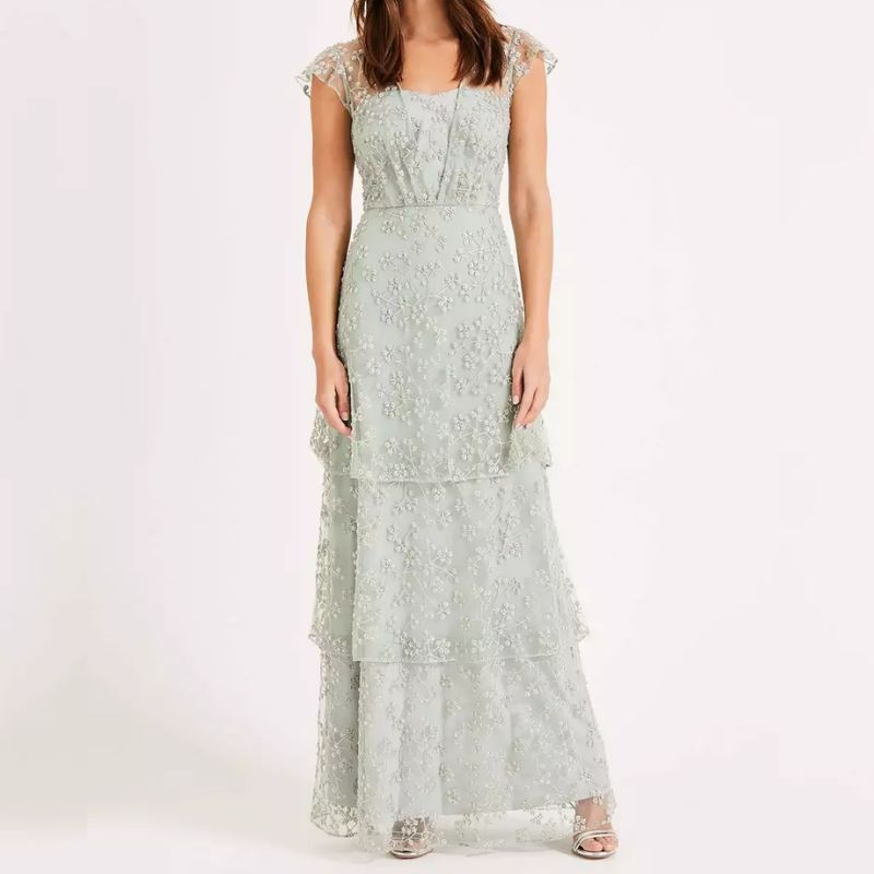 Phase Eight, mint green embellished maxi gown