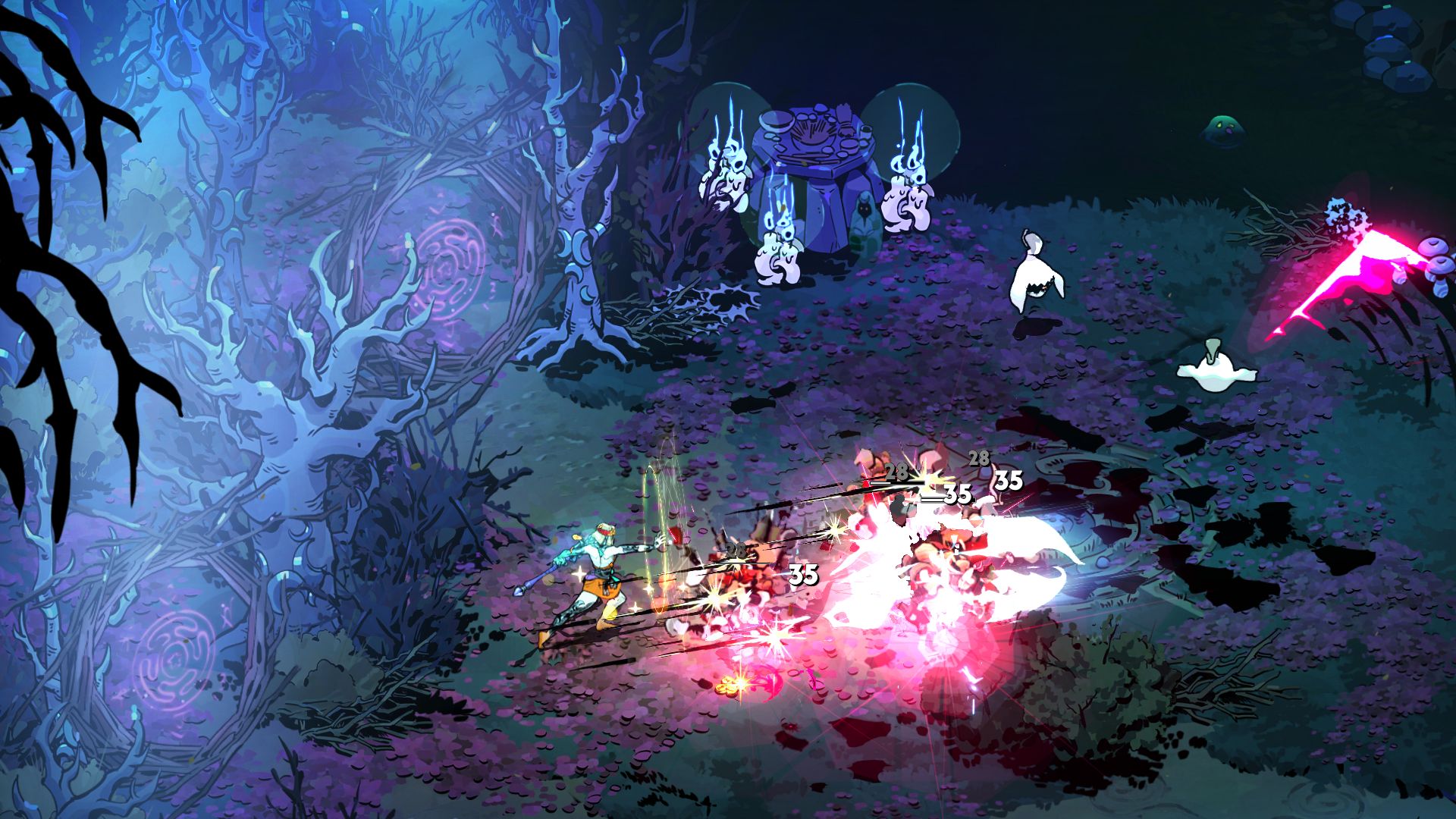 An area-of-effect spell devastates a group of clustered enemies