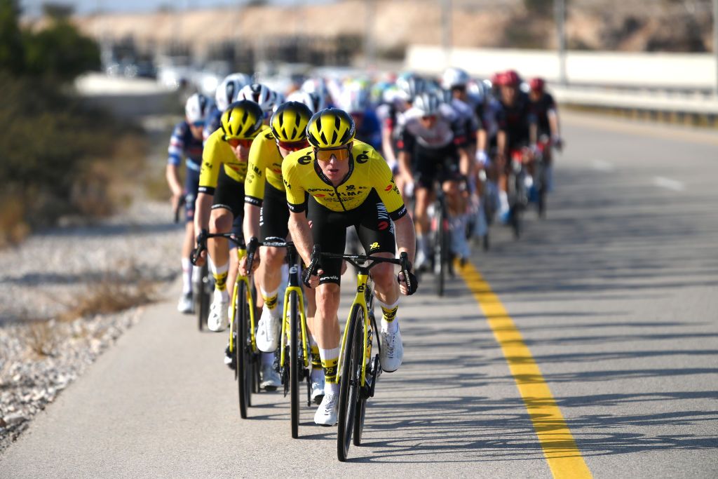 BIMMAH SINK HOLE OMAN FEBRUARY 08 Steven Kruijswijk of Netherlands and Team Visma Lease a Bike cmduring the 14th Tour of Oman Stage 1 a 1777km stage from Bushar to Bimmah Sink Hole on February 08 2025 in Bimmah Sink Hole Oman Photo by Alex BroadwayGetty Images