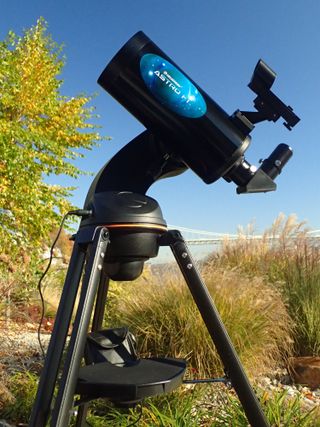Celestron's Astro Fi 102 Mak-Cas is a compact, easy-to-use telescope. You control it with your smartphone or portable tablet. Just open the SkyPortal app, hold it to the sky, tap an object, and your Astro Fi scope will point there and track the celestial sight.