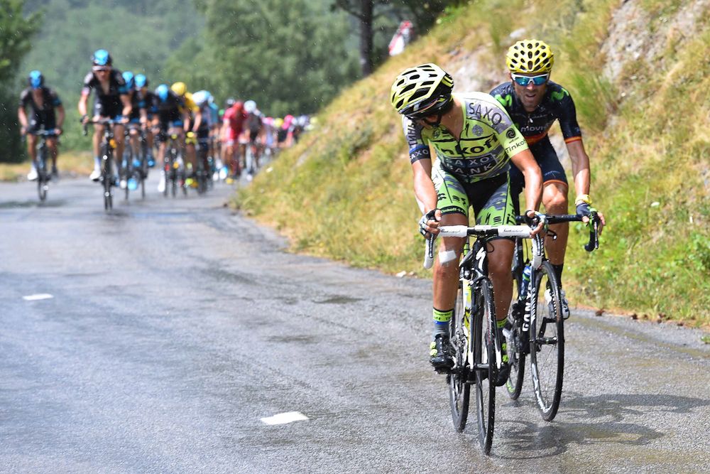 Alberto Contador attacks during stage 19