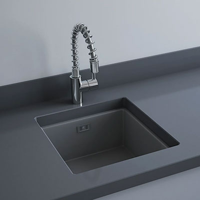 black composite undermounted sink