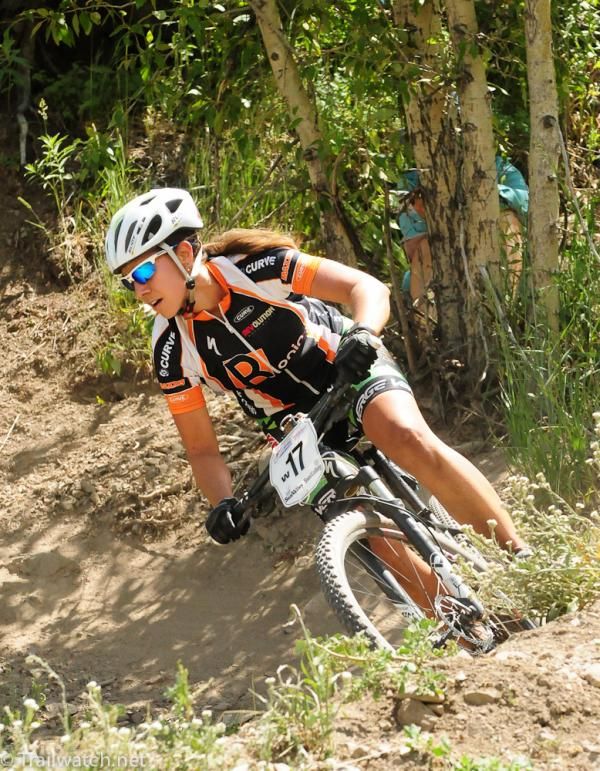 A rider carving perfect switchback turns