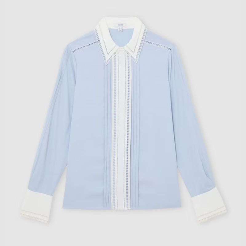A blue and white lace shirt by Reiss