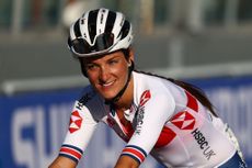 Lizzie Deignan racing in Great Britain colours at the 2020 UCI Road World Championships