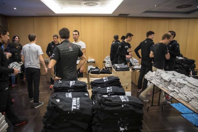 Christmas comes early as the Trek Factory Racing team divide up the kit for the 2015 season.